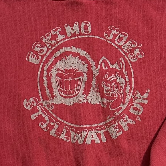 VTG ESKIMO JOES PULLOVER HOODIE SWEATSHIRT YTH XL 16-18 RED 80/20 OSU STILLWATER - Picture 4 of 4
